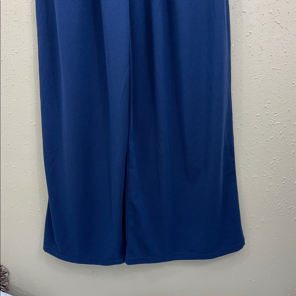HALARA Waffle Knit Casual Overalls Jumpsuit Wide Leg Adjustable Strap NavyBlue L - Picture 4 of 9